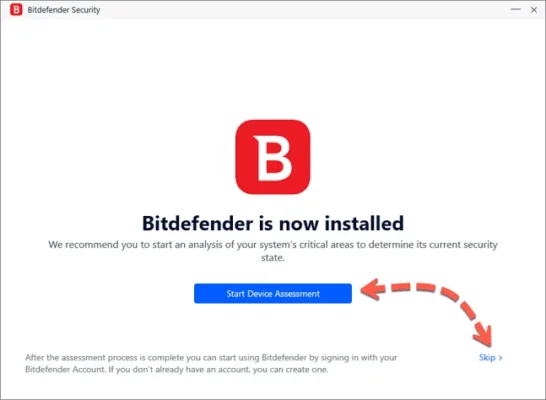 Màn hình cài đặt Bitdefender và thông báo Bitdefender is now installed